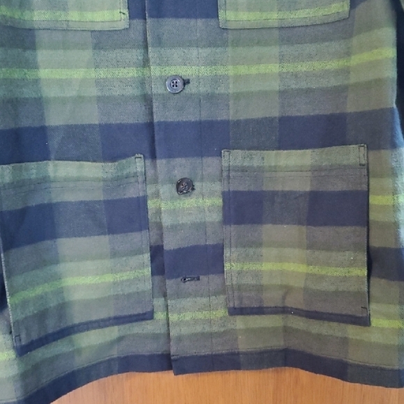 Houston White Green and Black Plaid Lightweight Shirt Jacket Medium - Picture 9 of 14